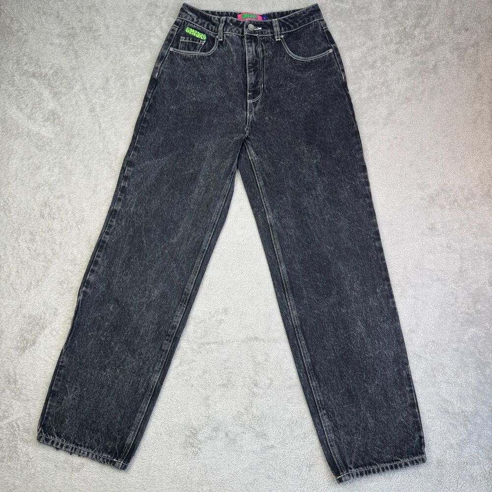 Empyre Jeans Womens 2 Black Denim 5-Pockets Relaxed Fit Y2K Streetwear Grunge
